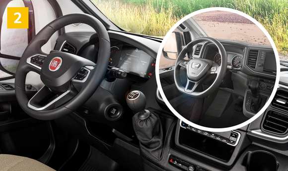 Automotives Interieur in den teilintegrierten Reisemobilen von KNAUS