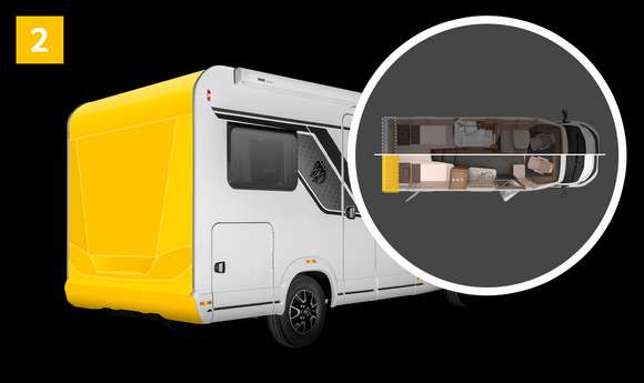 Innovative FoldXpand Heckkonstruktion in den teilintegrierten Reisemobilen von KNAUS